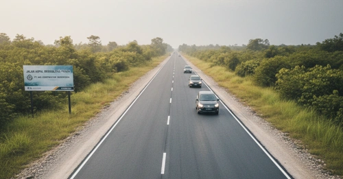 Hasil pengaspalan jalan oleh PT. RAS Kontraktor Indonesia yang rapi dan tahan lama