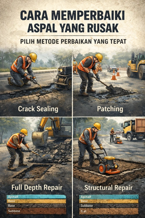 cara memperbaiki aspal yang rusak