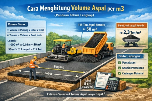 cara menghitung volume aspal per m3