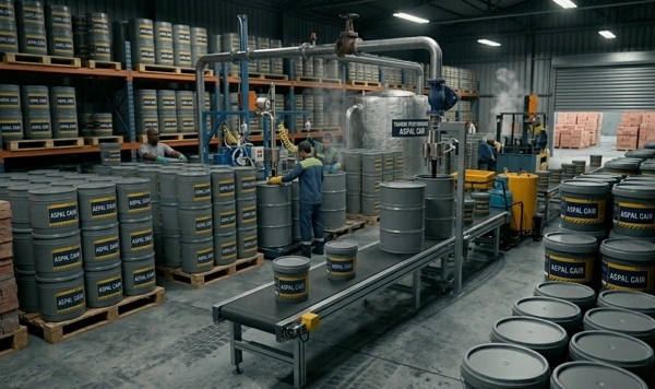 aspal cair dalam drum