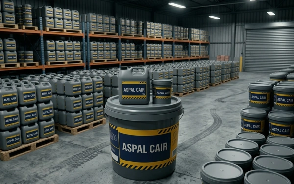 aspal cair dalam berbagai kemasan